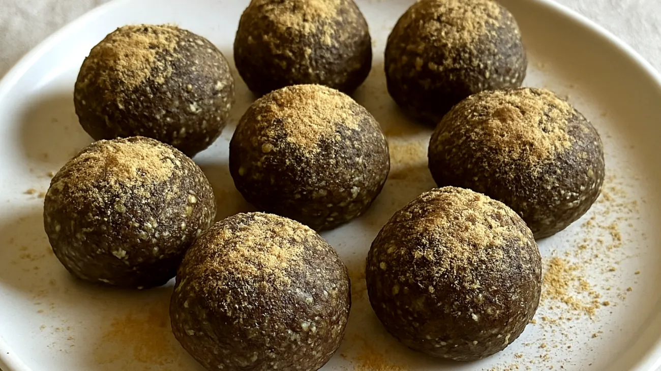 Buchweizen-Hanfsamen-Energiebällchen mit Maca-Pulver"