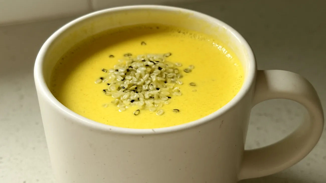 Goldene Milch mit Ashwagandha und Hanfsamen"