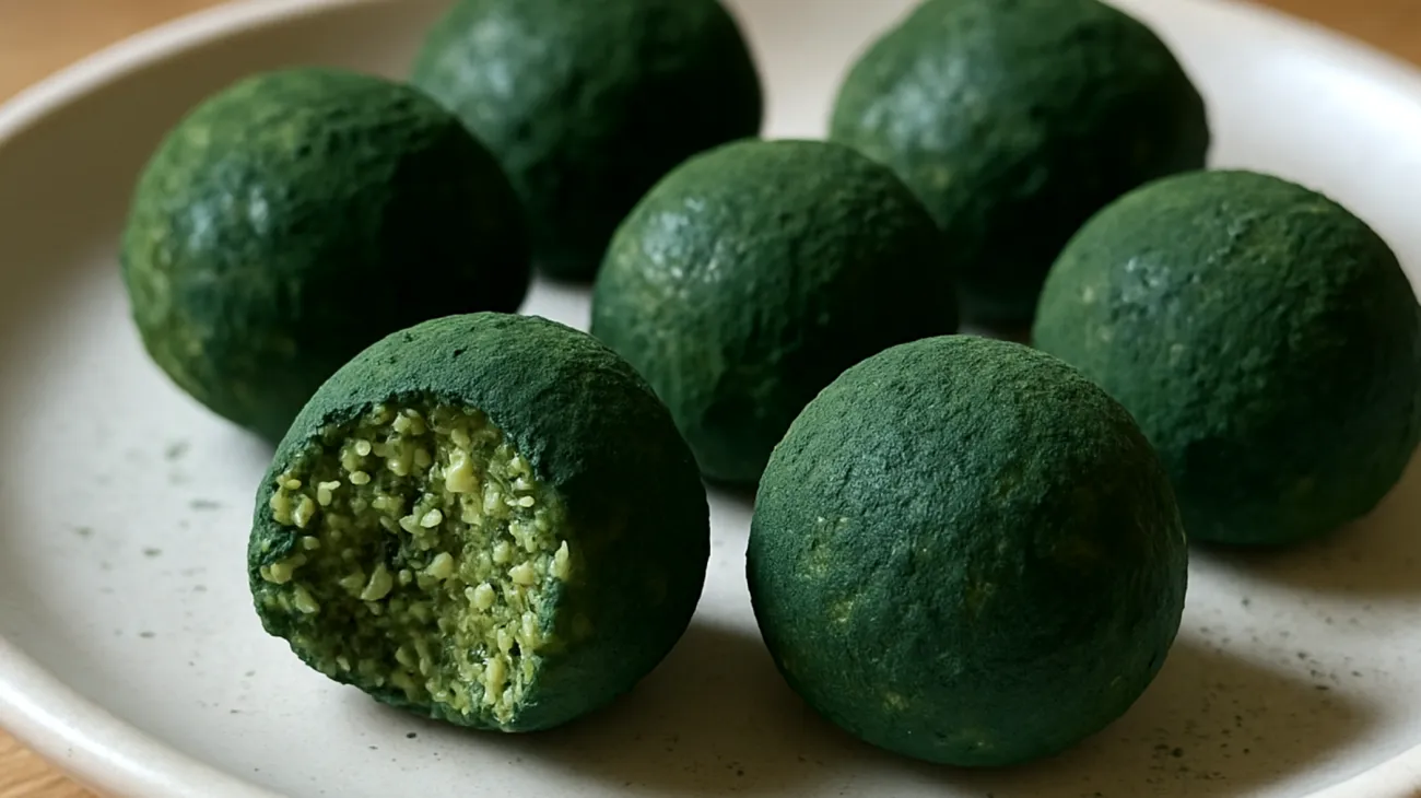 Hanfsamen-Kokos-Bällchen mit Spirulina"